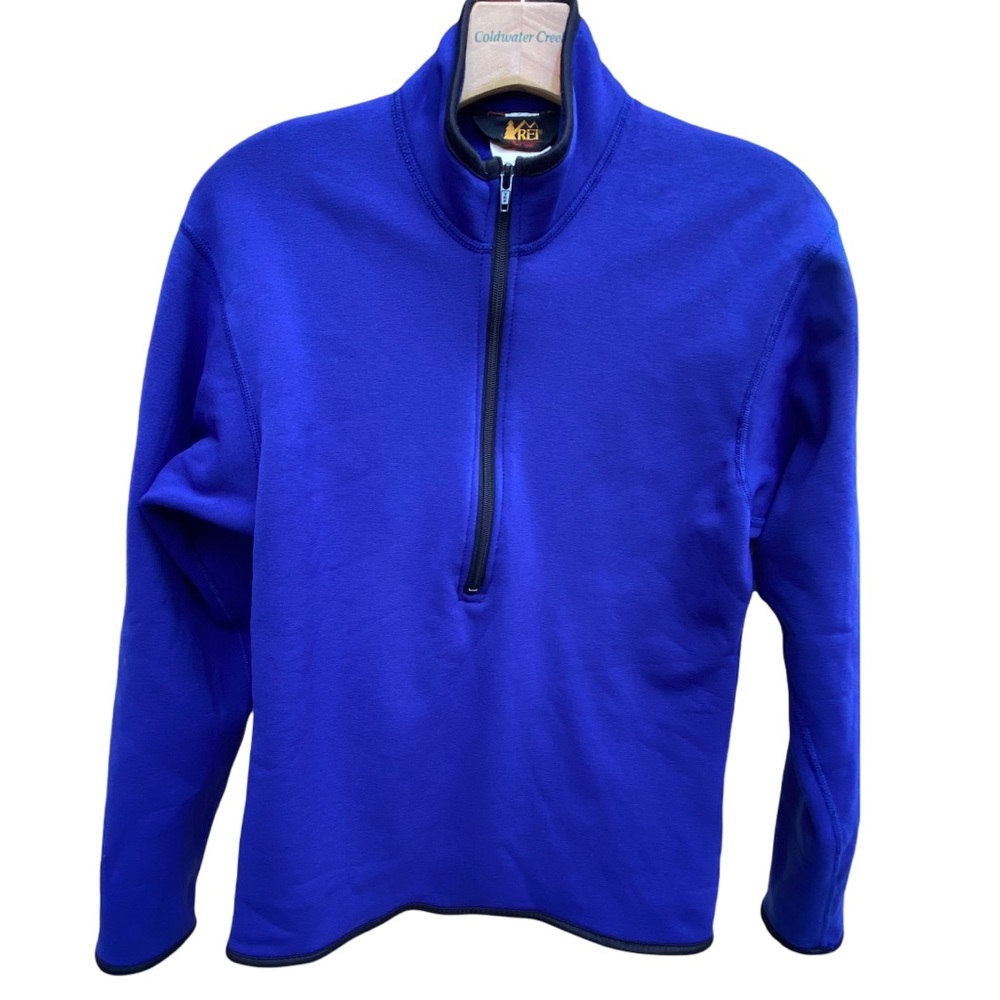 REI Ladies Long Sleeve 1/4 Zip Front Blue Purple Fleece Top Size Small